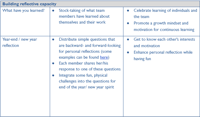 Building reflective capacity 